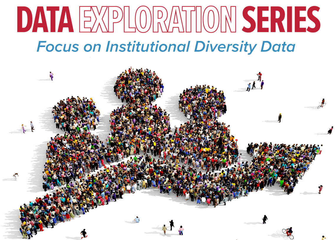 Data Exploration Series Focus on Institutional Diversity Data with people grouped together in the shape of a graph